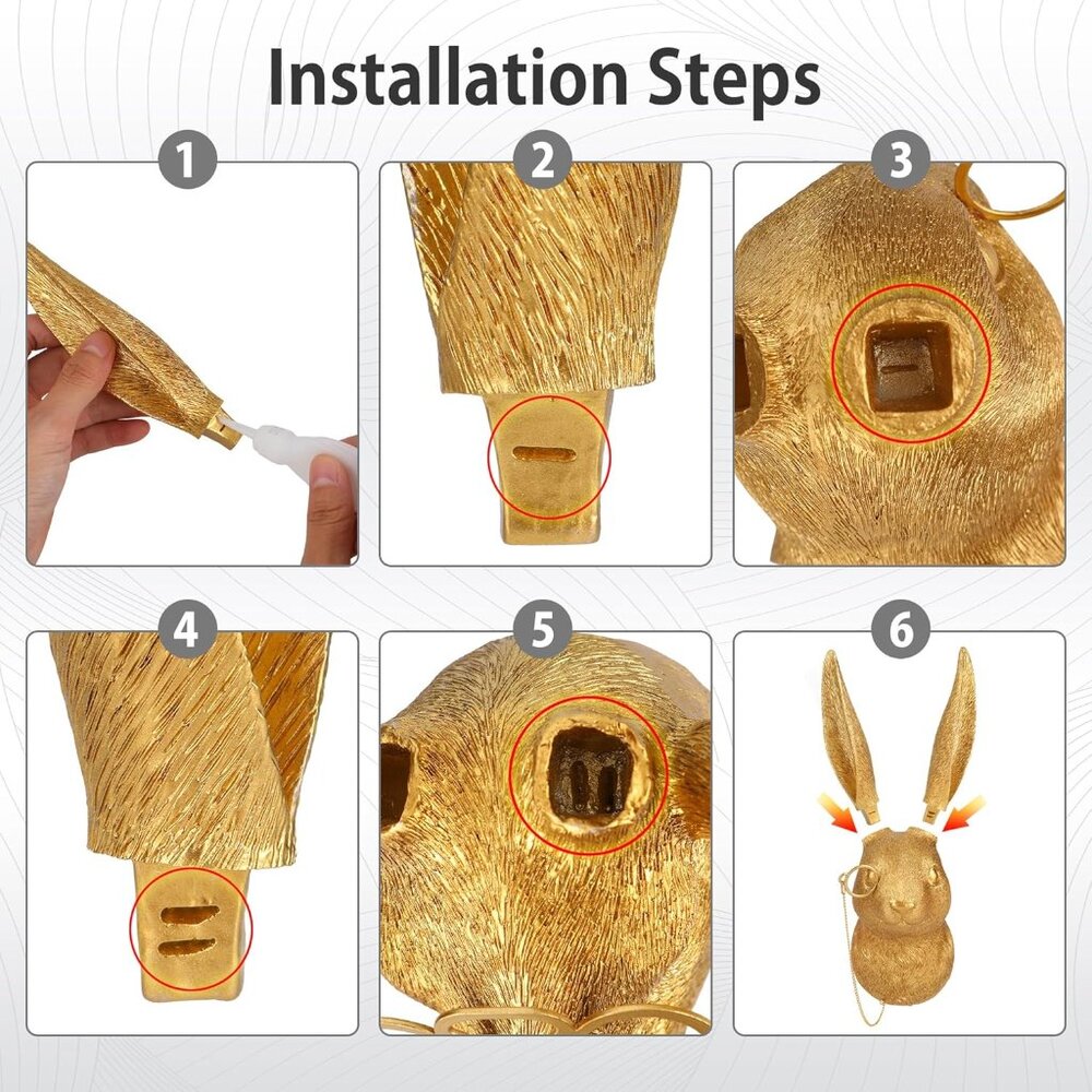 Gold Rabbit Head Wall Decor - Picture 7 of 8